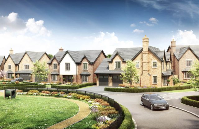 Hawthorns street scene view. New build homes in Keele.