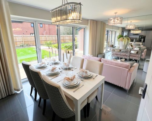 dining area with bifold doors