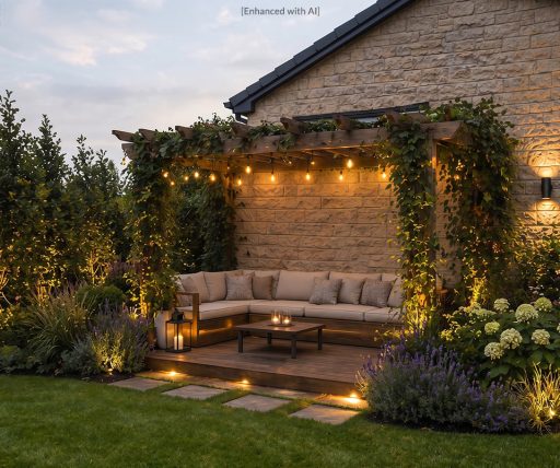 garden with outdoor seating