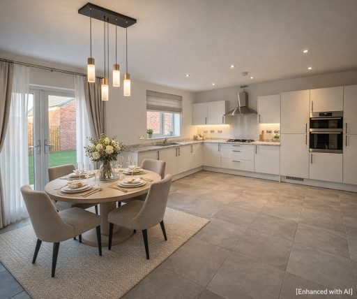 open plan kitchen with french doors