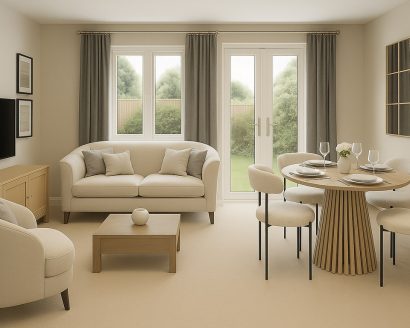 the adel living room and dining room