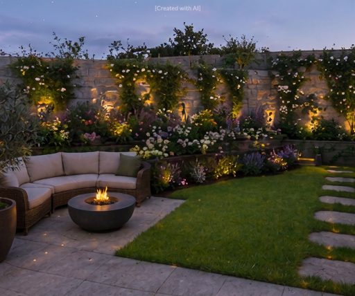 garden with outdoor seating