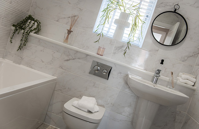 close up of family bathroom