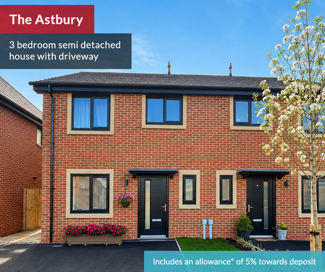 the astbury 3 bed semi detached house with deposit offer