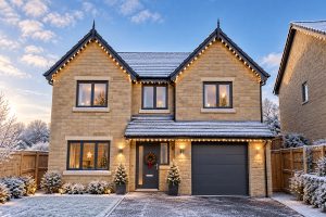 the kerridge in snow decorated for christmas