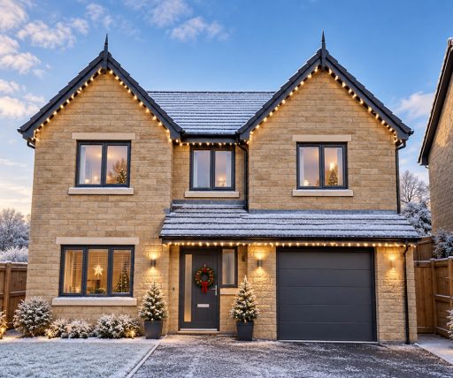 the kerridge in snow decorated for christmas