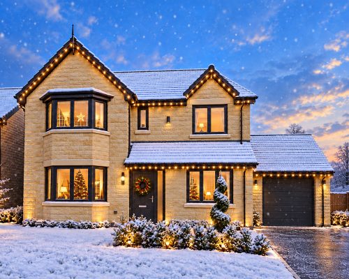 marsden in snow decorated for christmas