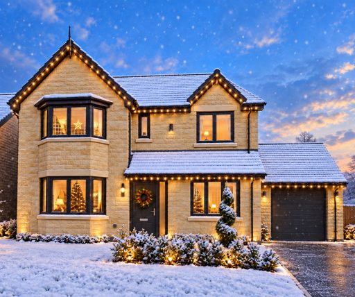 marsden in snow decorated for christmas